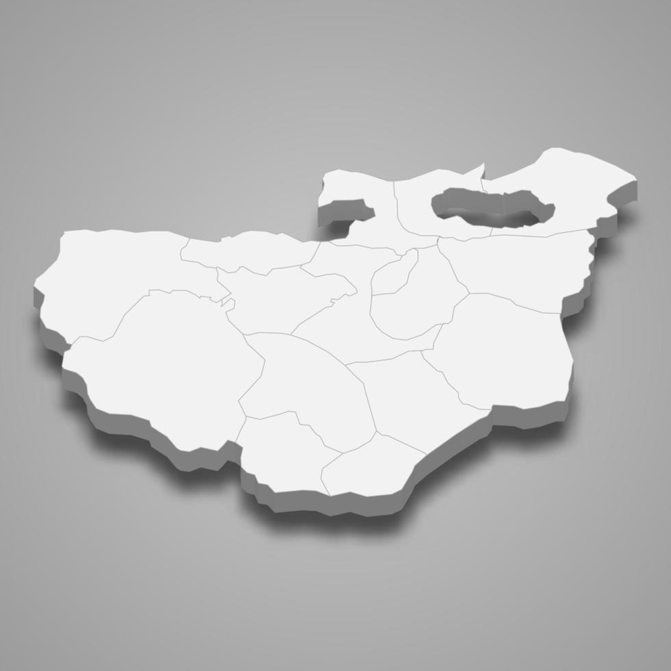La mappa isometrica 3d di Bursa è una provincia della Turchia vettore