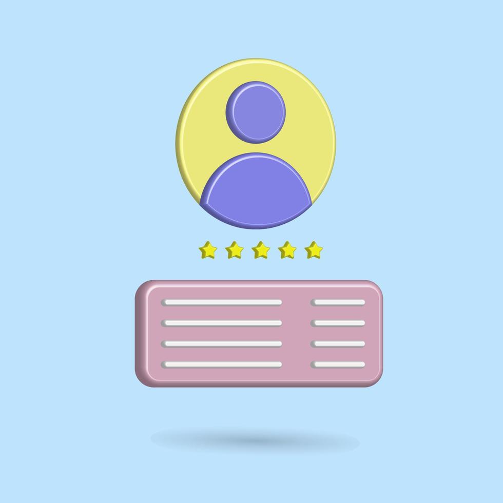Immagine del profilo dell'icona 3D con descrizione e valutazione delle abilità migliori per le immagini delle proprietà vettore