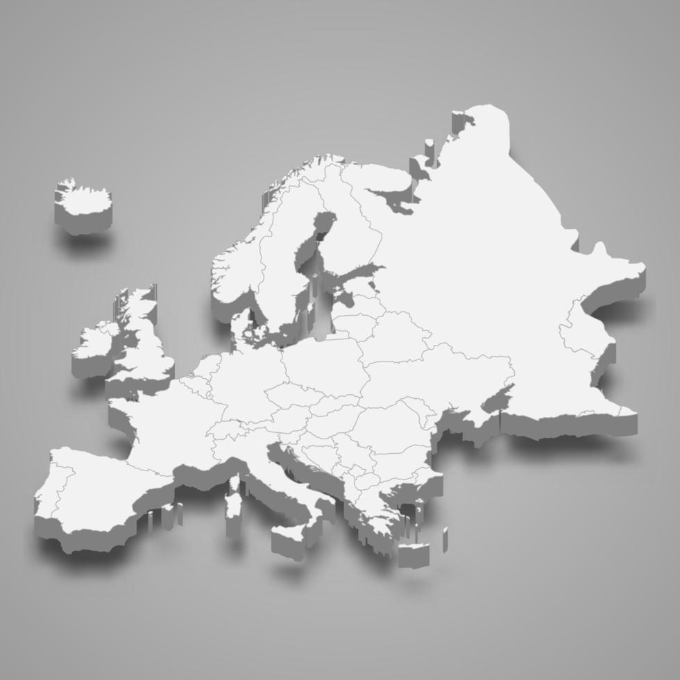 Mappa 3d dell'Europa vettore