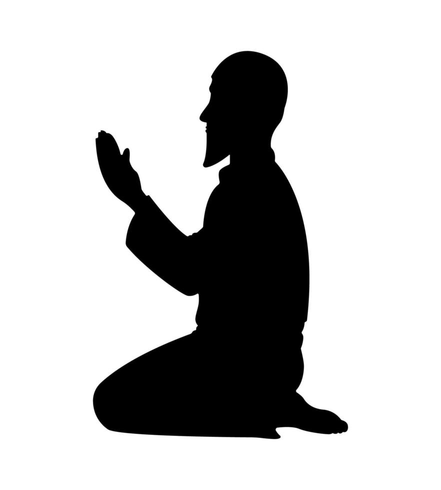 illustrazione della siluetta dell'uomo di preghiera musulmano. vettore