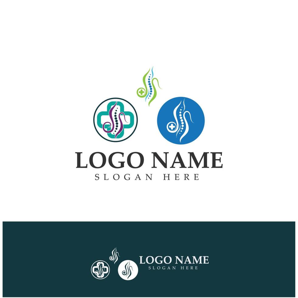 vettore di progettazione dell'icona del simbolo del logo della diagnostica per la cura della colonna vertebrale