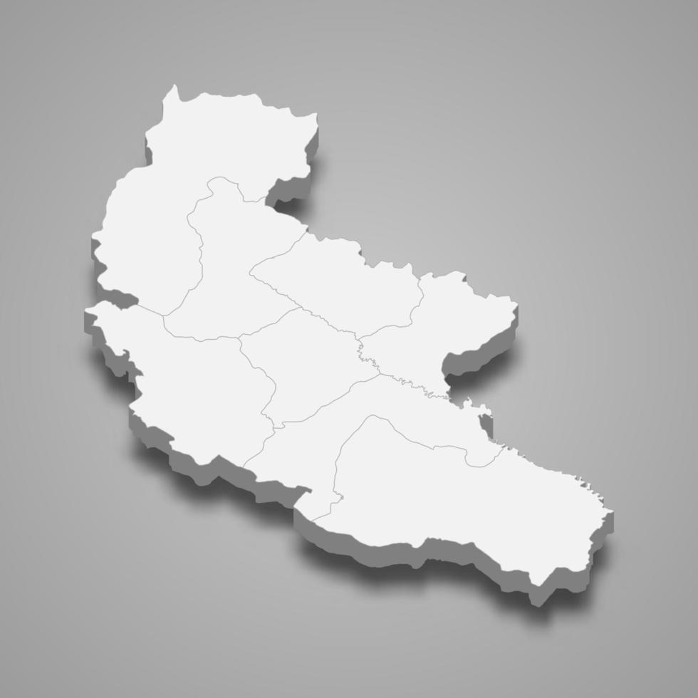 La mappa isometrica 3d di kakheti è una regione della georgia vettore