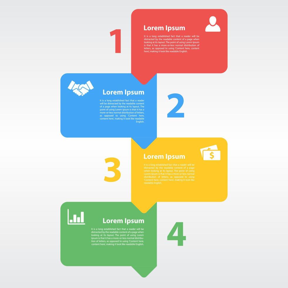 modello di progettazione infografica aziendale con 4 passaggi o opzioni utilizzando per diagramma di processo, layout del flusso di lavoro, diagramma di flusso, infografica e banner vettore