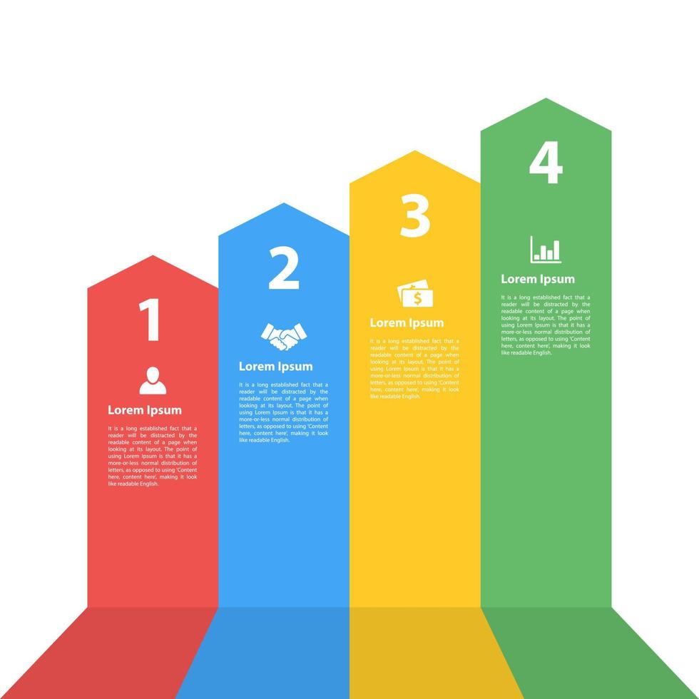 modello di progettazione infografica aziendale con 4 passaggi o opzioni utilizzando per diagramma di processo, layout del flusso di lavoro, diagramma di flusso, infografica e banner vettore