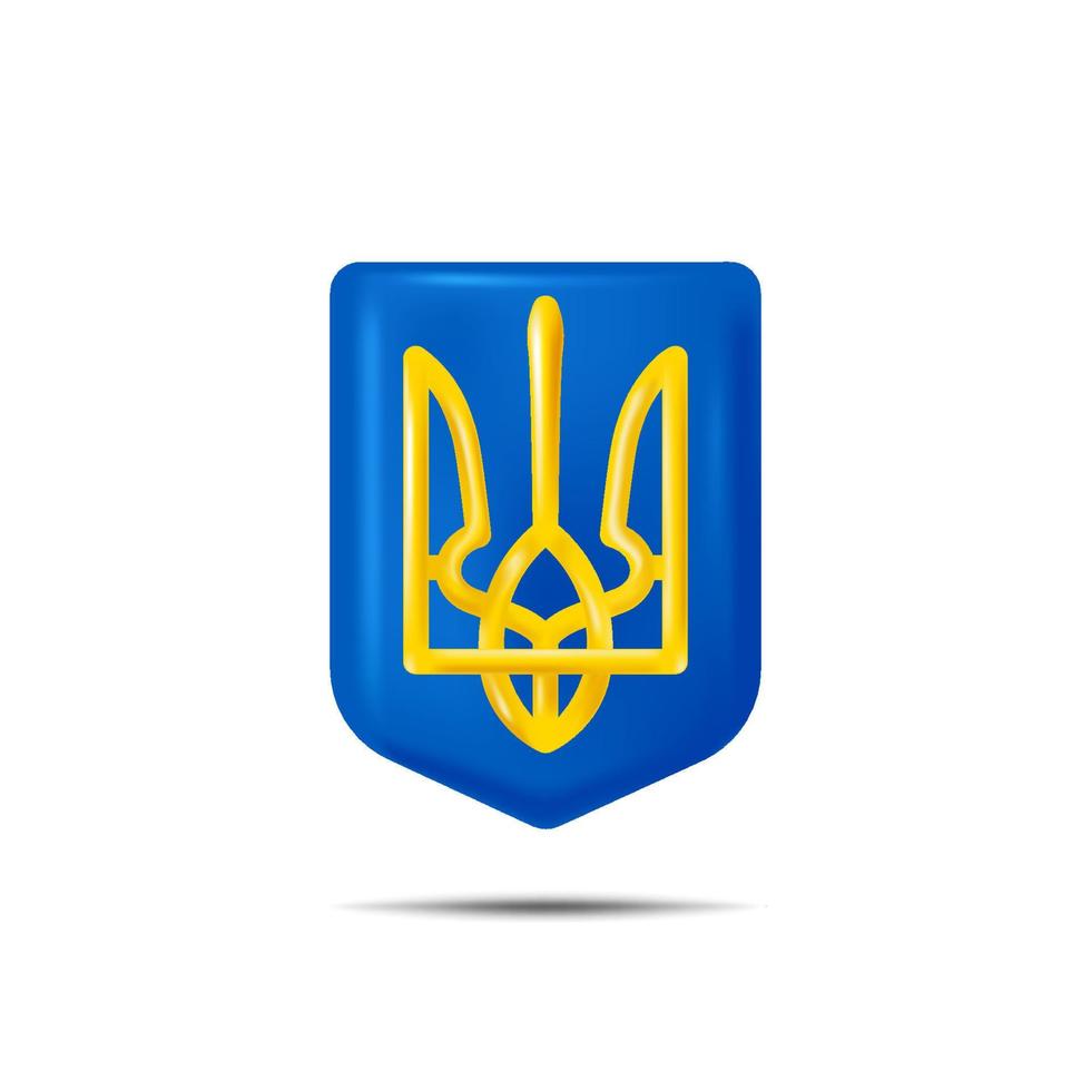 tridente. l'emblema nazionale dell'Ucraina. illustrazione vettoriale isolata in stile 3d