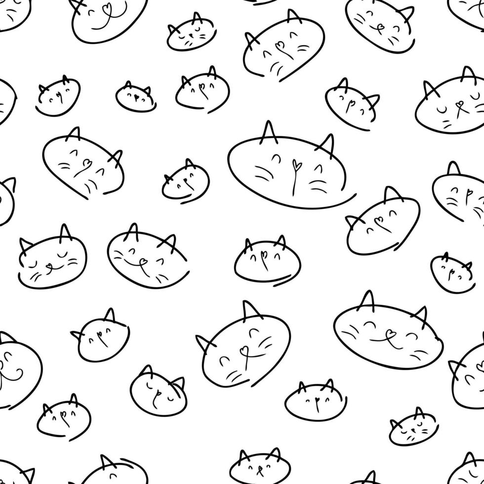 doodle gatti facce senza cuciture, ottimo design per qualsiasi scopo. vettore