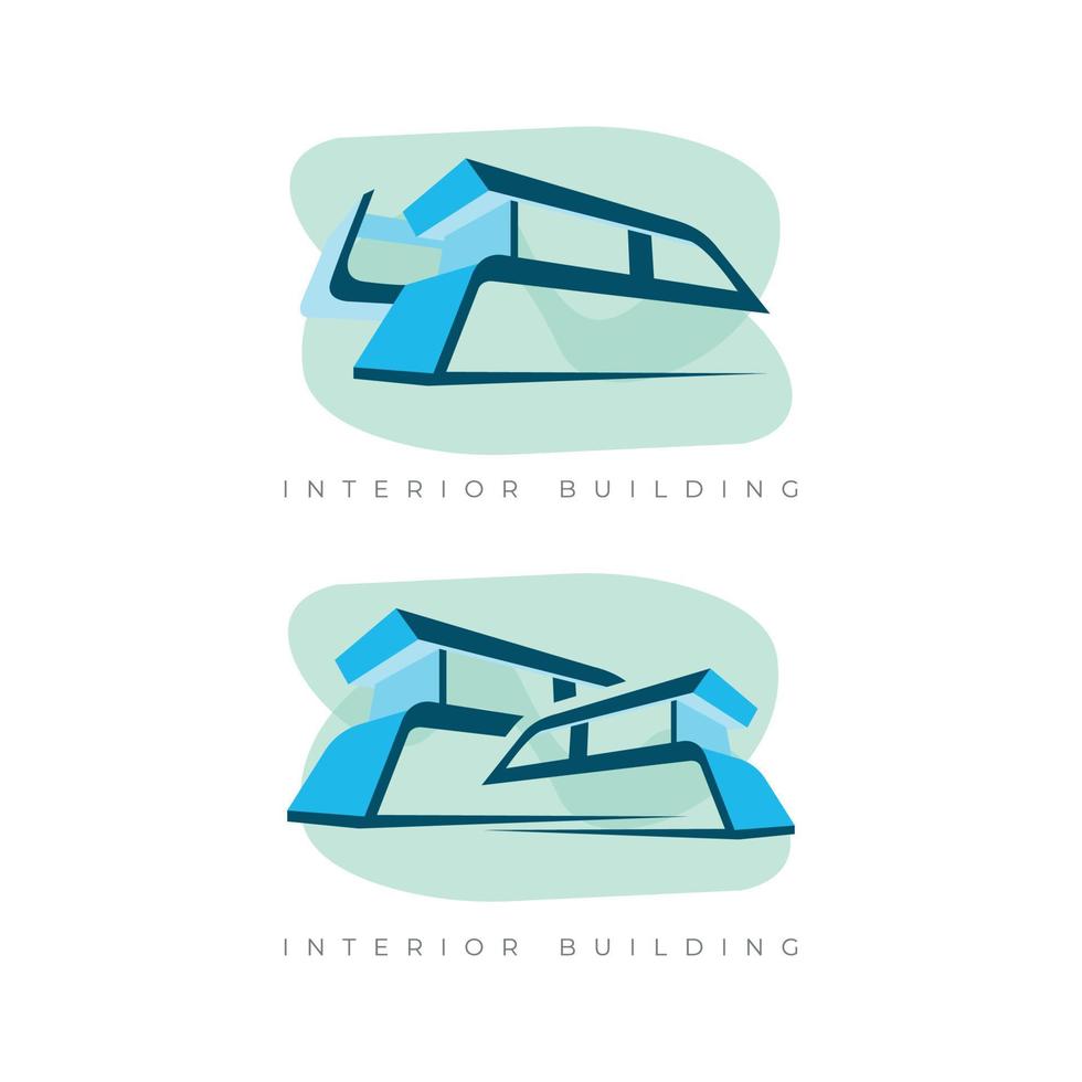 modello piatto di progettazione dell'illustrazione della casa dell'edificio interno vettore