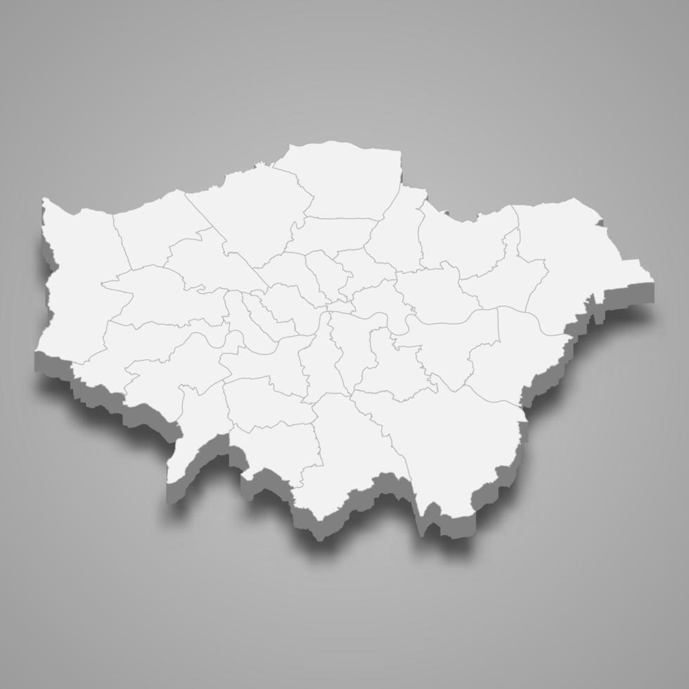 La mappa 3D di Greater London è una contea cerimoniale dell'Inghilterra vettore