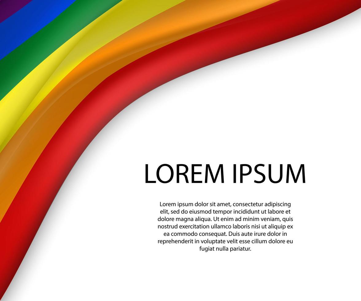 sventolando il nastro o lo striscione con la bandiera dell'orgoglio lgbt. vettore