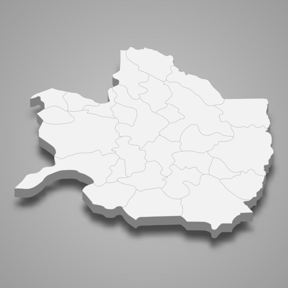 La mappa isometrica 3d di razavi khorasan è una provincia dell'iran vettore