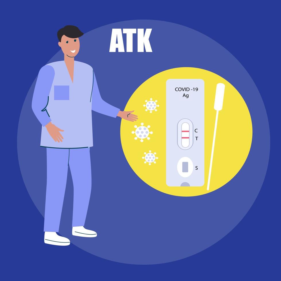 volantino del kit per il test dell'antigene. illustrazione vettoriale isolata su bianco