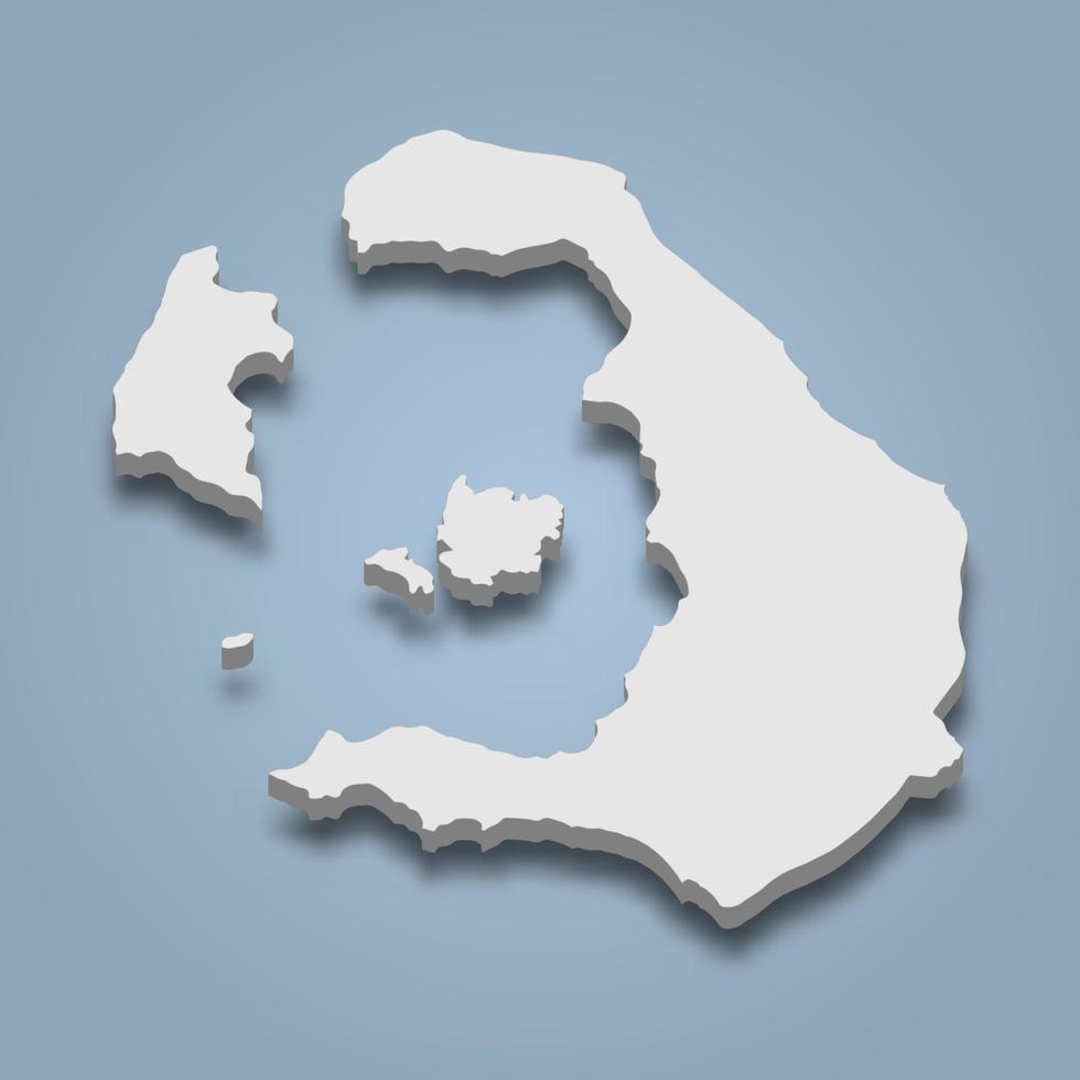 La mappa isometrica 3d di santorini è un'isola in grecia vettore