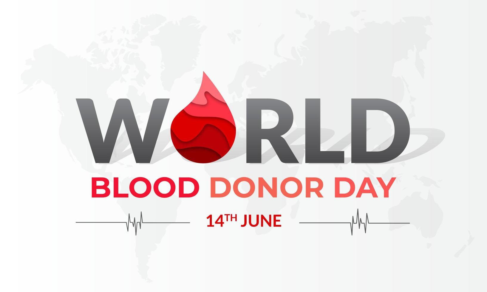 felice giorno del sangue mondiale 14 giugno banner design. illustrazione del giorno del donatore di sangue su sfondo isolato vettore
