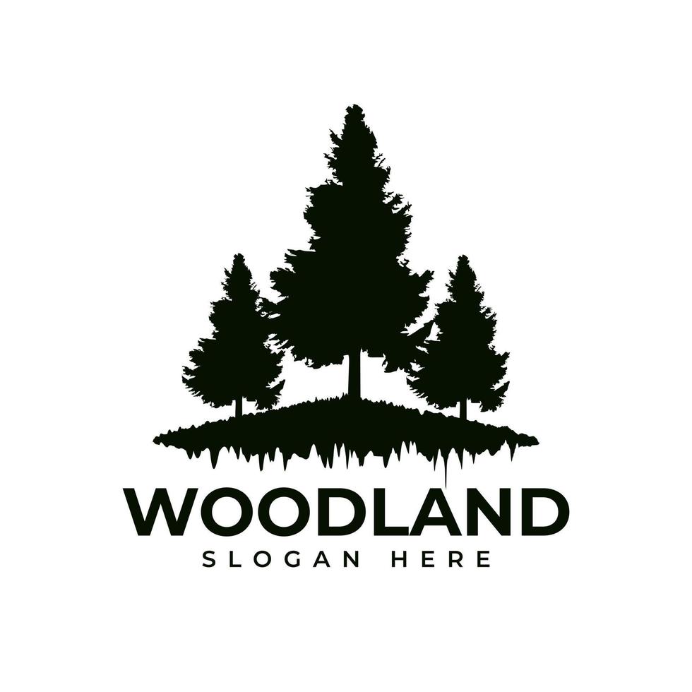 logo di alberi di cedro di abete rosso rustico vintage pini boschivi vettore