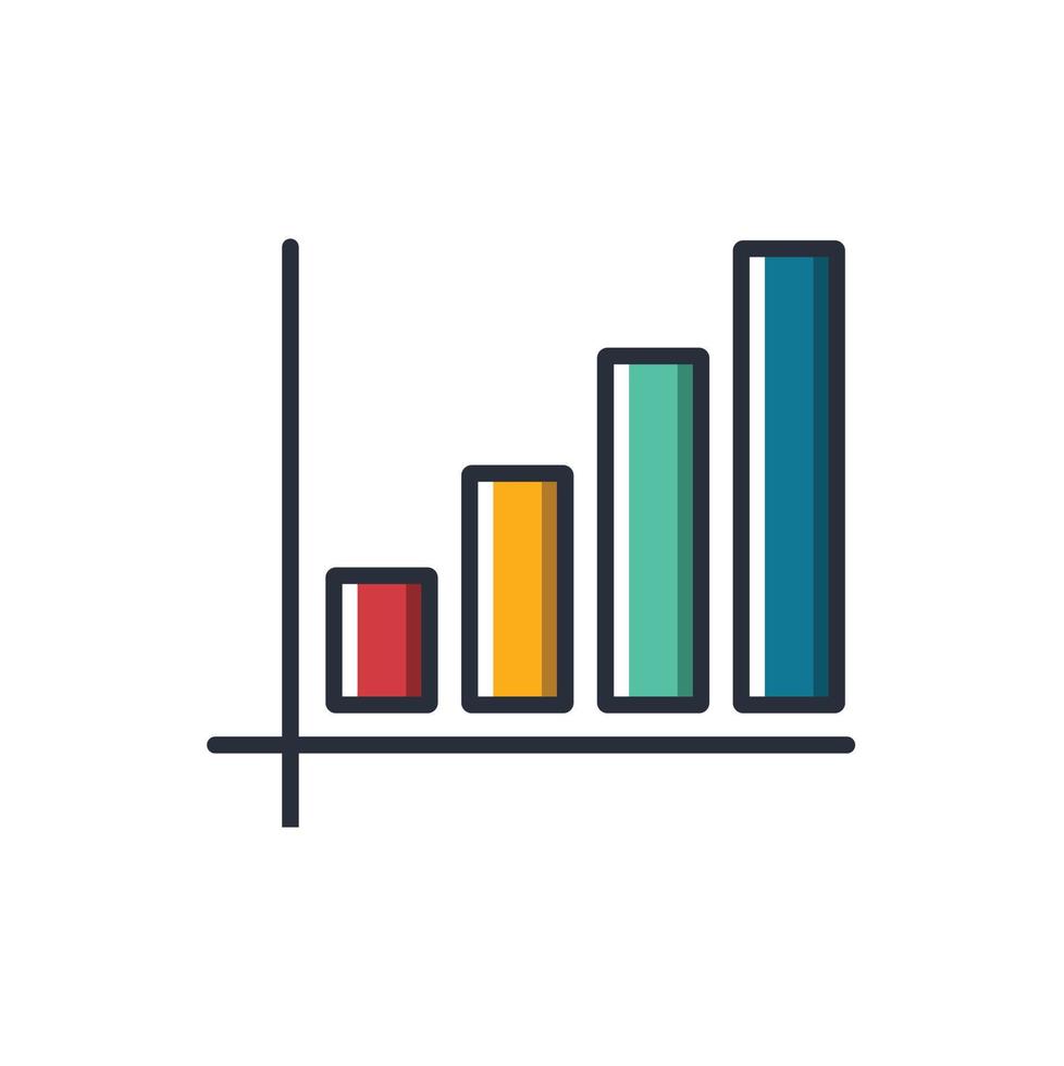 icona sottile colorata di grafico in aumento, illustrazione vettoriale del concetto di affari e finanza.