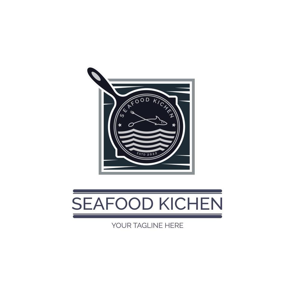 design del modello di logo del ristorante di pesce kichen per marchio o azienda e altro vettore