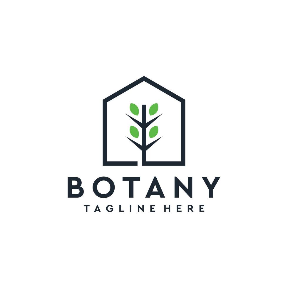 botanica con il vettore del logo dell'edificio