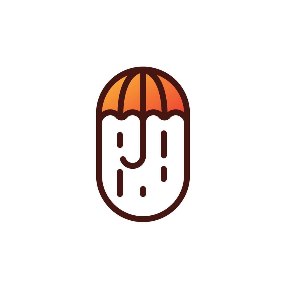 logo ombrello, semplice minimalista con vettore di colore arancione