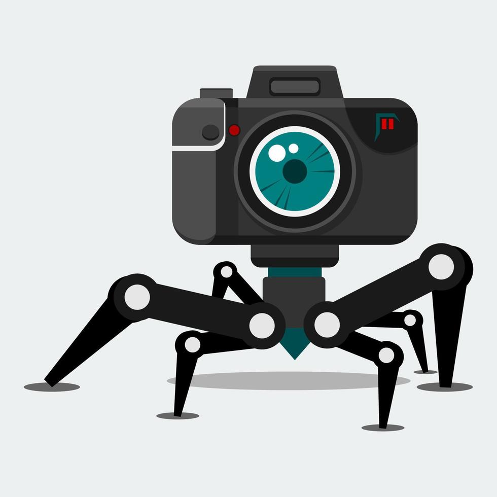 illustrazione vettoriale del personaggio di fantasia del robot della fotocamera unica modificabile per la fotografia e il concetto di tecnologia