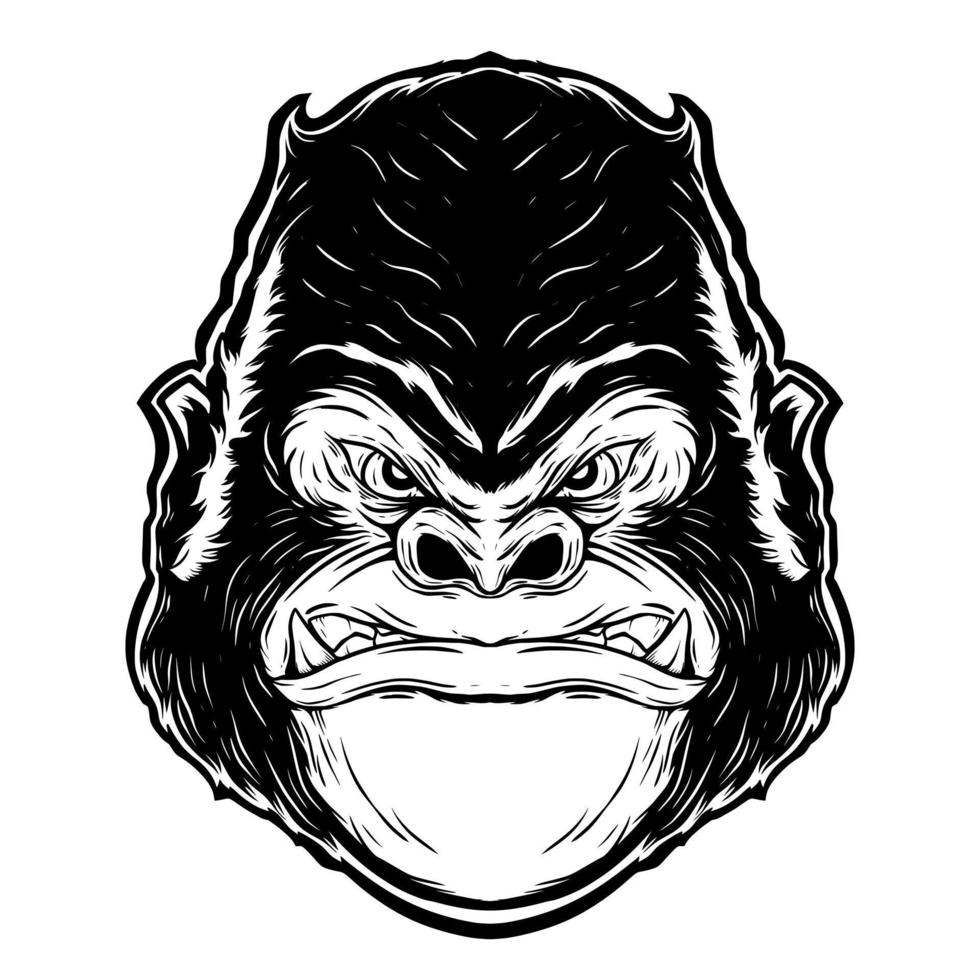 disegno digitale della mascotte dell'illustrazione della testa di gorilla vettore