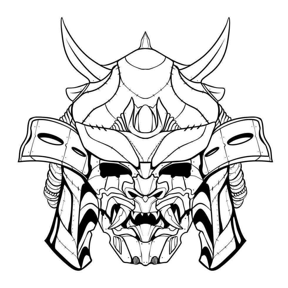 samurai illuatration head art line vector