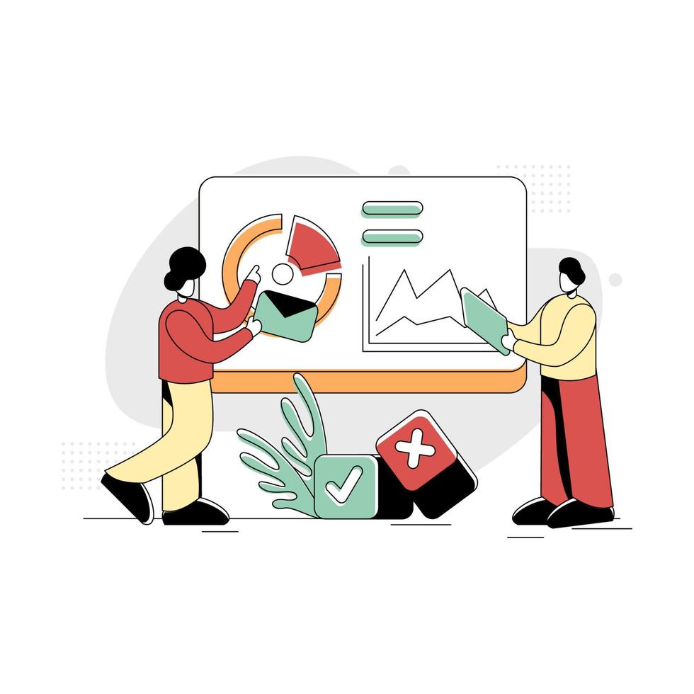 illustrazione piatta grafica vettoriale delle future professioni, concetto di una donna che usa il binocolo per scegliere una professione mentre è seduto su un righello, stile retrò minimal verde rosso giallo, perfetto per ui ux