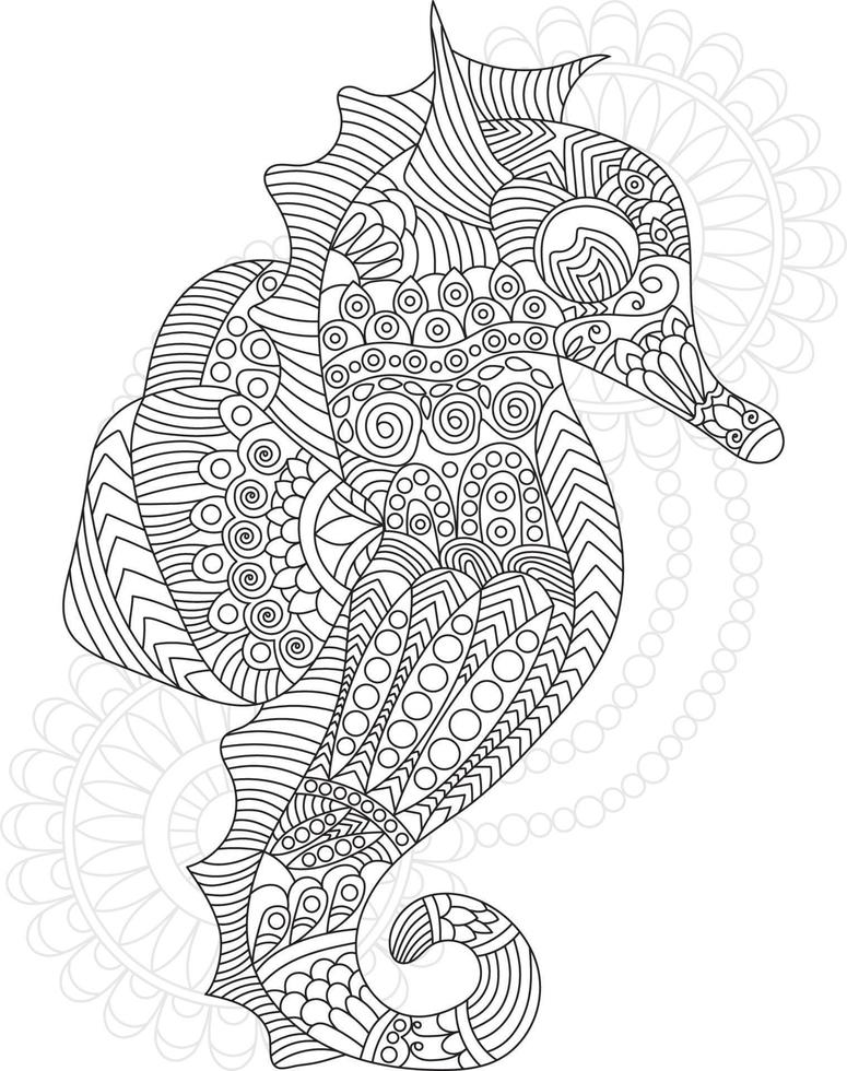 disegni da colorare mandala cavalluccio marino vettore