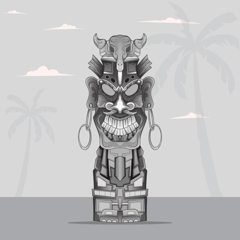 tiki maschera vinta ge tradizionale design tatuaggi vettore