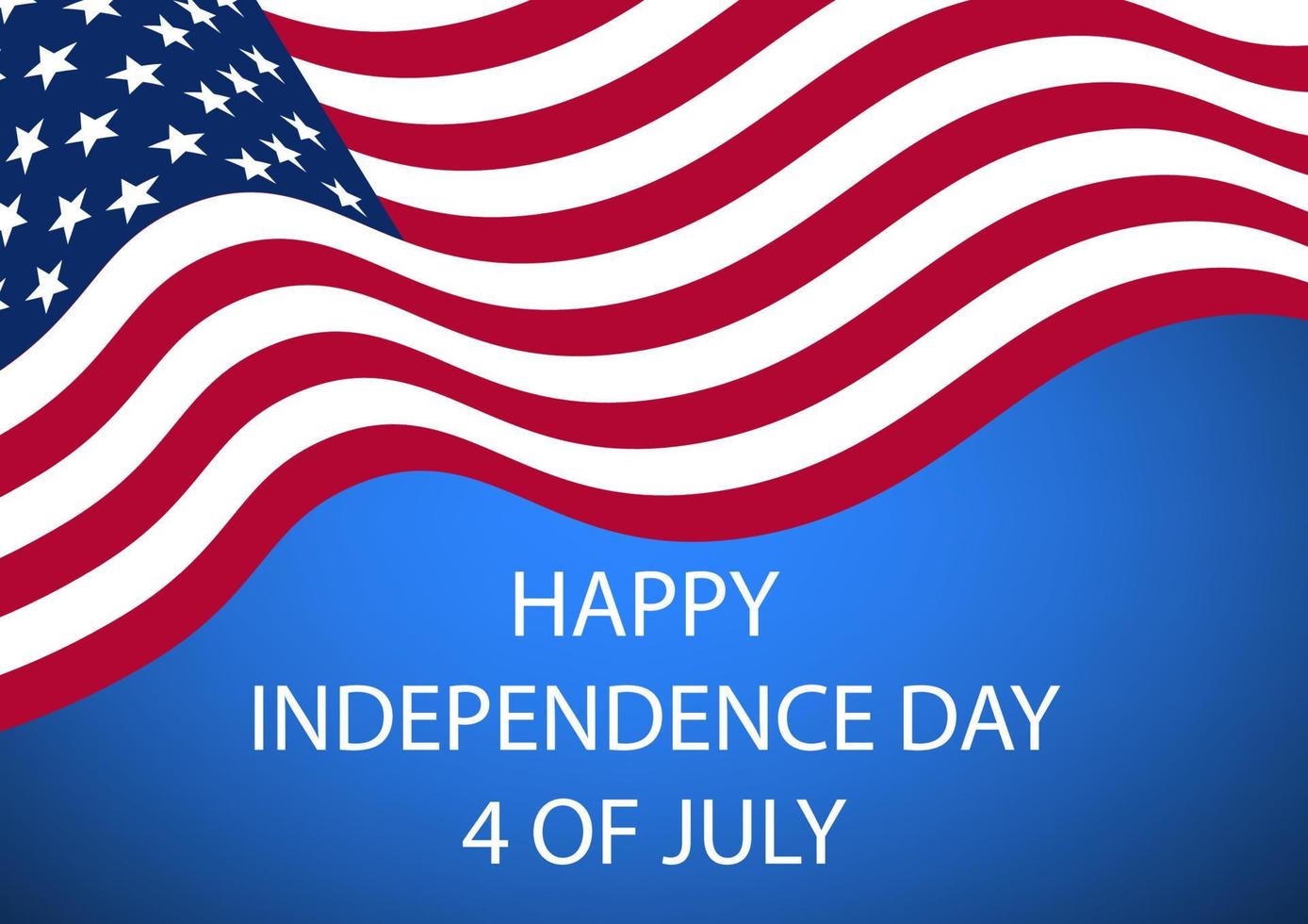 bandiera usa con testo felice giorno dell'indipendenza illustrazione vettoriale sfondo blu