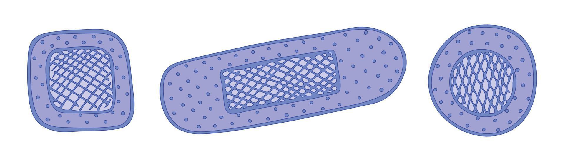 bendaggio adesivo come concetto di pronto soccorso medico. clipart medica disegnata a mano. per stampa, web, design, arredamento, logo. vettore