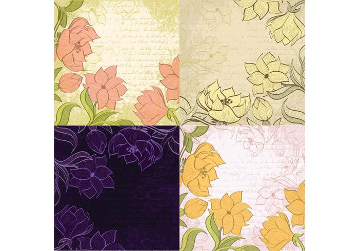 Sketched Floral Backgrounds Vector