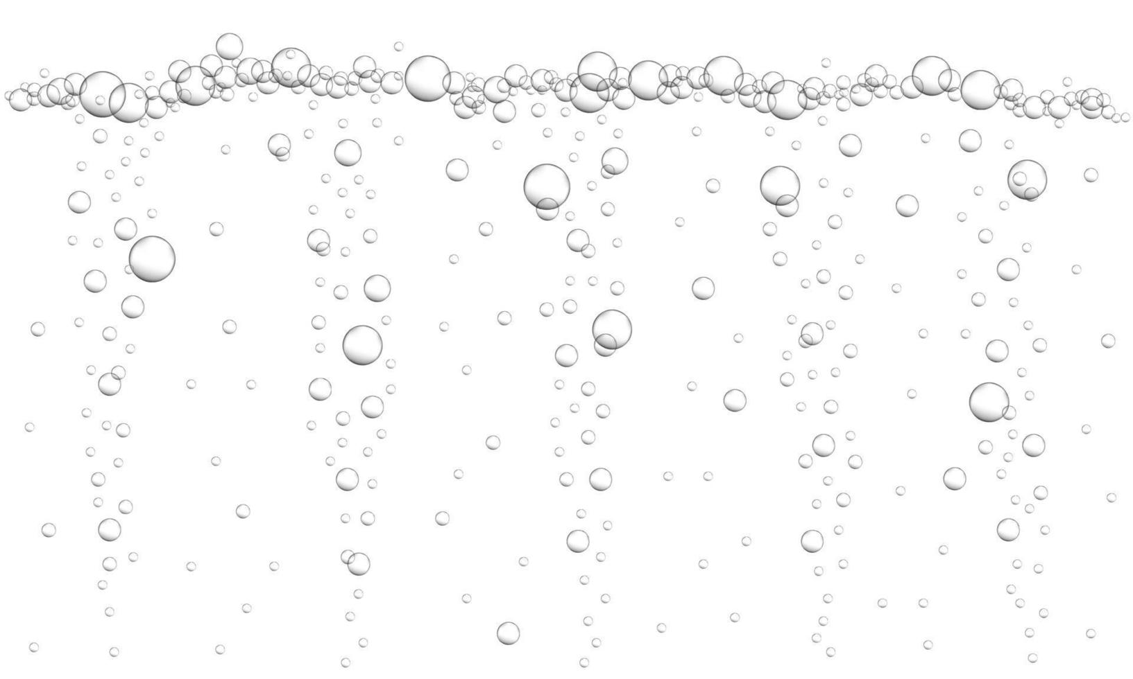 sfondo di bolle d'aria sott'acqua. bevanda gassata, acqua gassata, soda, limonata, champagne, birra, spumante. flusso d'acqua in oceano, mare o acquario vettore