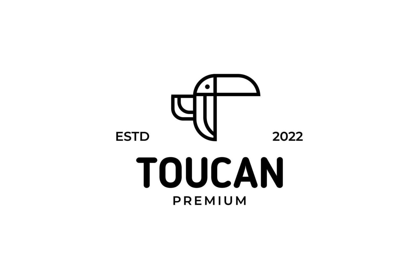 illustrazione del design del logo dell'icona del tucano monoline vettore
