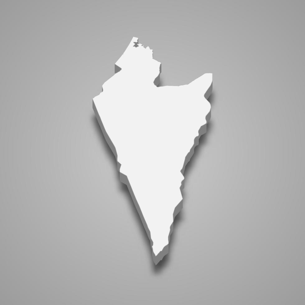 La mappa isometrica 3d del distretto meridionale è una regione di Israele, vettore
