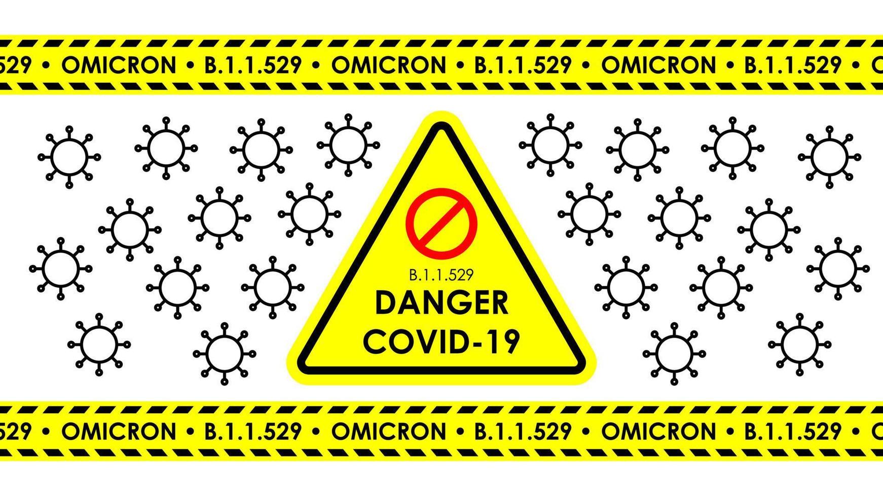 pericolo covid-19 nuova variante b.1.1.529 omicron, che ha classificato la nuova mutazione del virus omicron. vettore