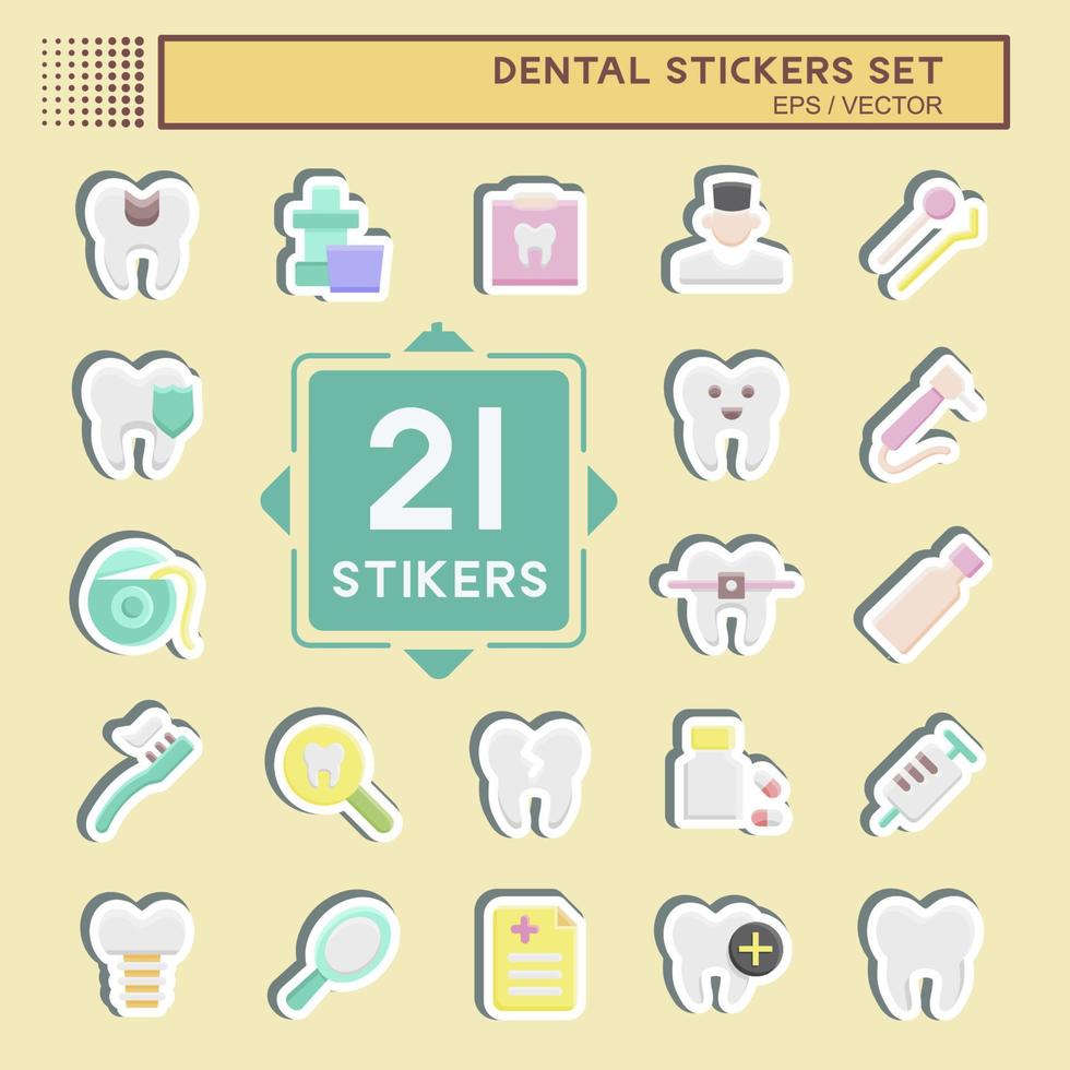 set di adesivi dentali. adatto per il simbolo della medicina. design semplice modificabile. vettore del modello di progettazione. semplice illustrazione