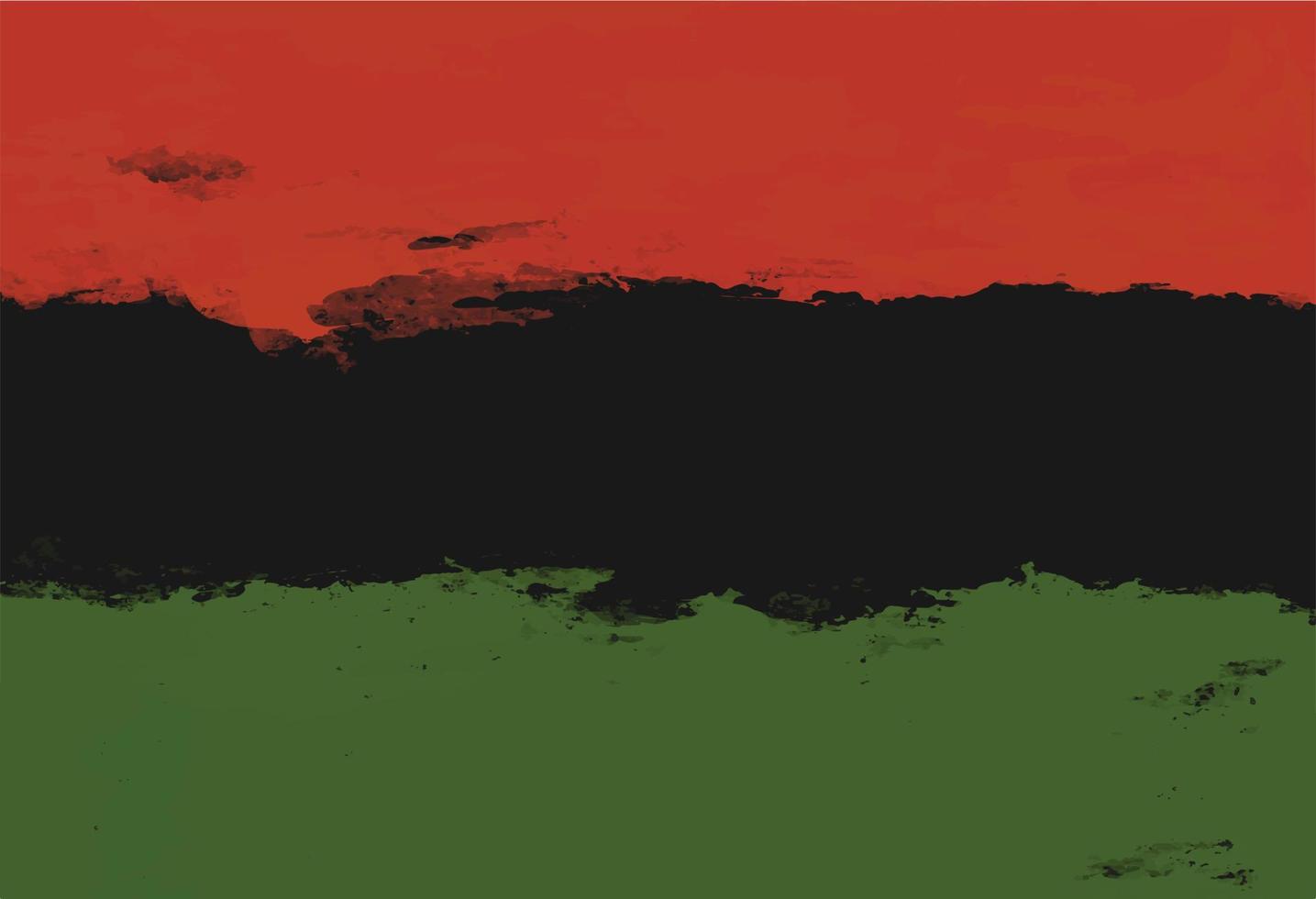 bandiera panafricana - bande orizzontali rosse, nere, verdi. disegnato a mano con pennello, bandiera afroamericana, bandiera di liberazione nera, grunge strutturato. disegno di sfondo per il diciannovesimo, mese della storia nera. vettore