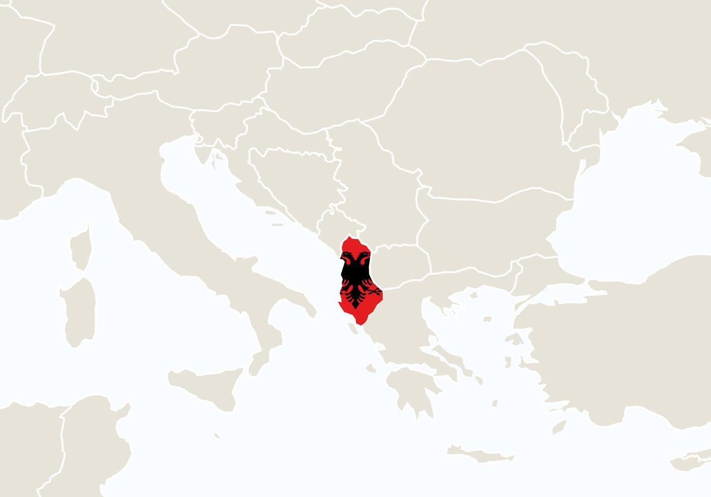 europa con mappa dell'albania evidenziata. vettore