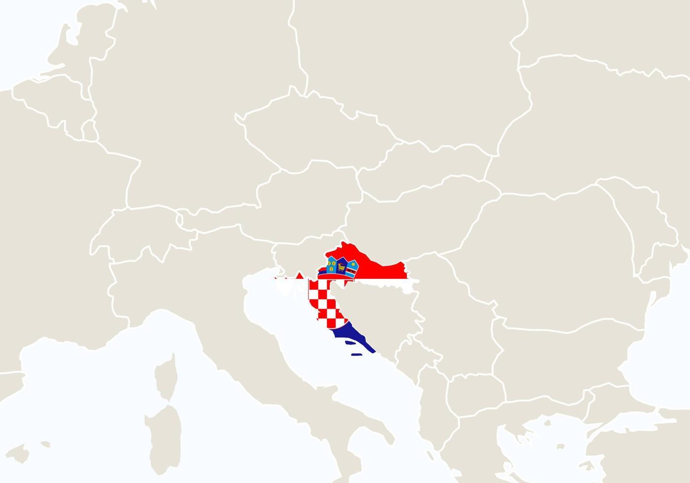 europa con mappa croazia evidenziata. vettore