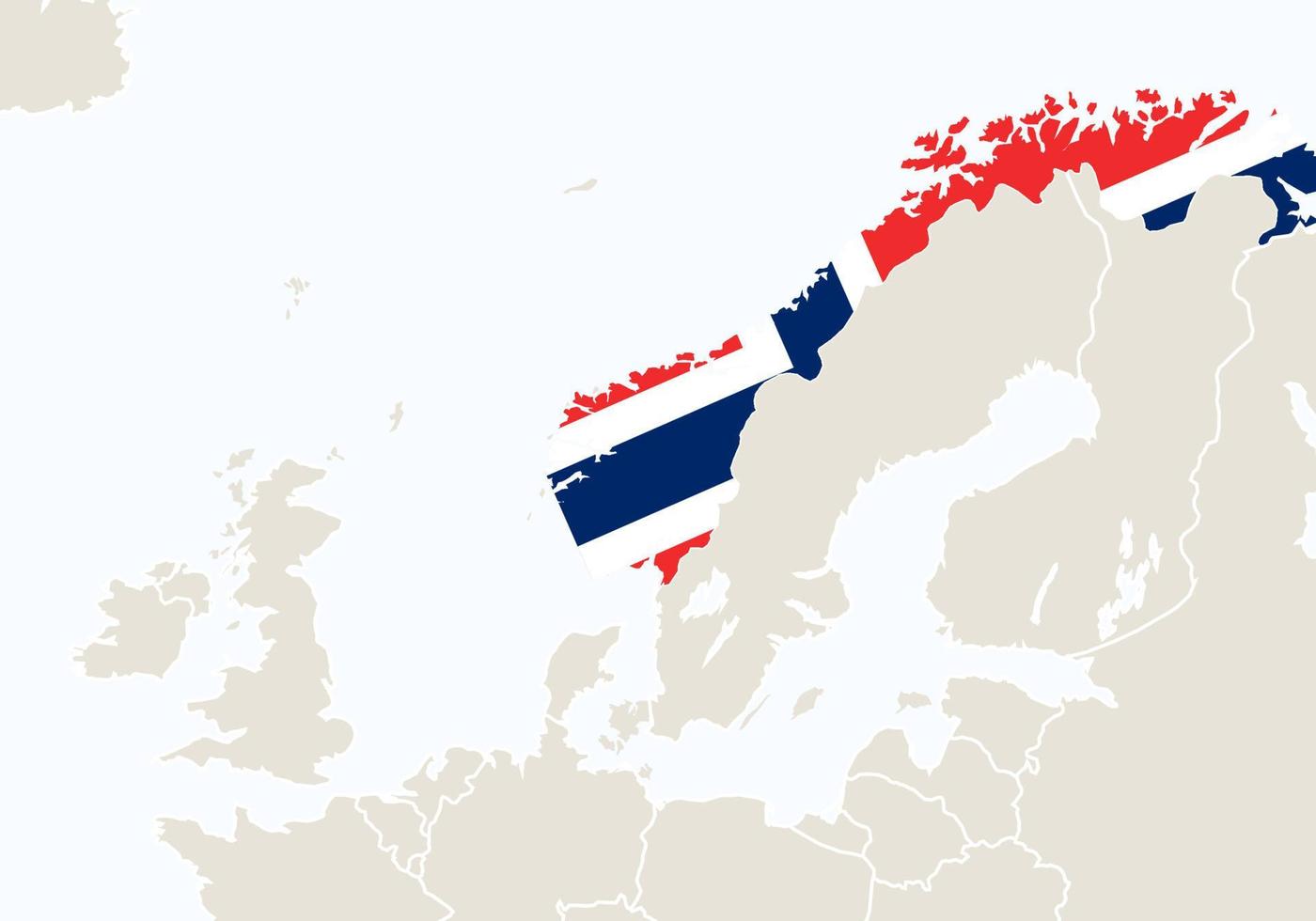 Europa con mappa della Norvegia evidenziata. vettore