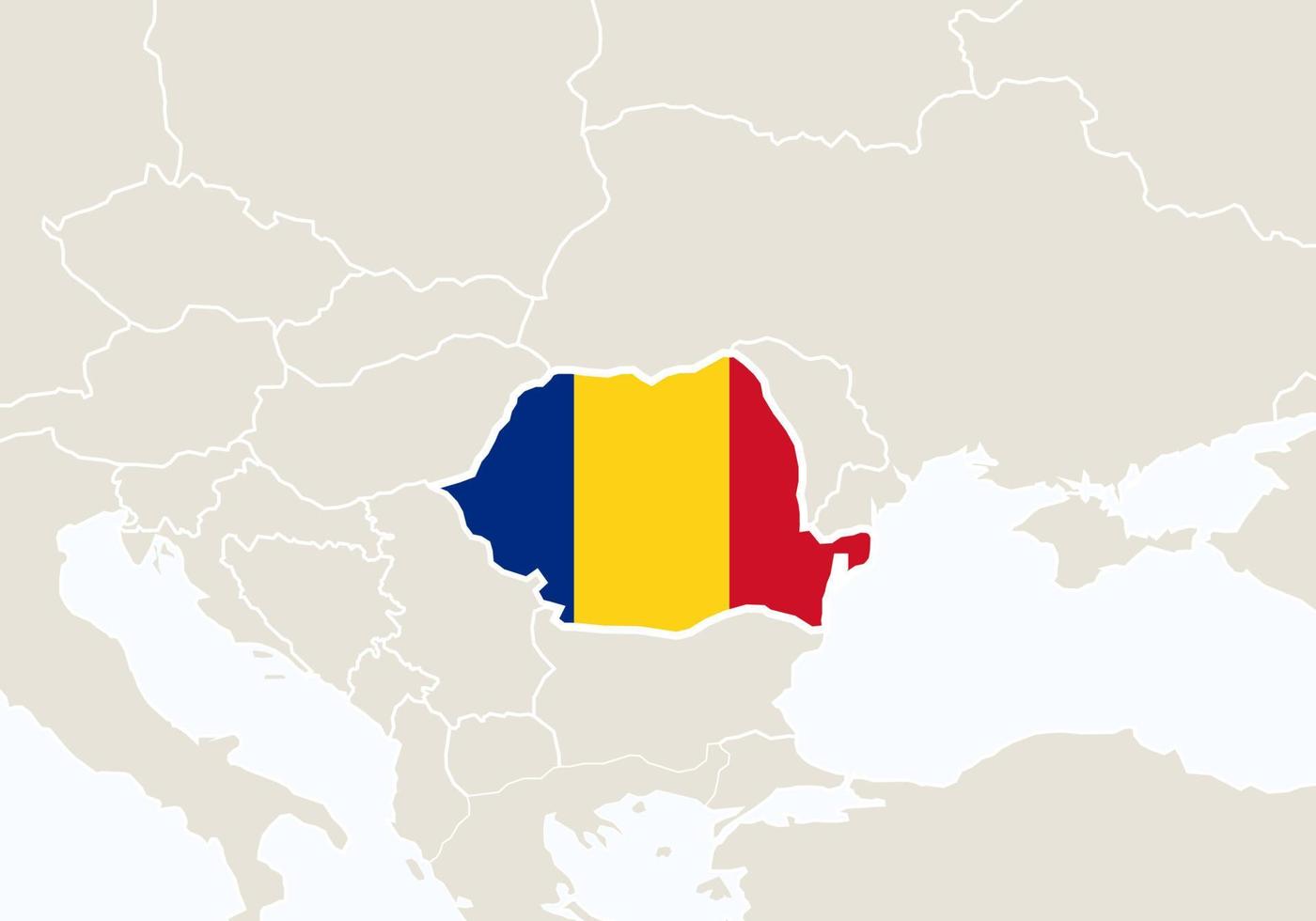 europa con mappa della romania evidenziata. vettore