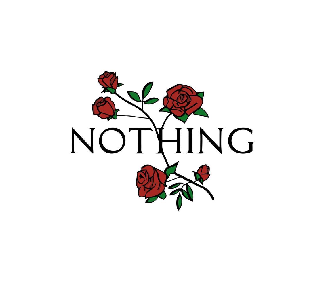 niente fiore t-shirt disegno vettoriale, biglietto di San Valentino con rose illustrazione vettoriale