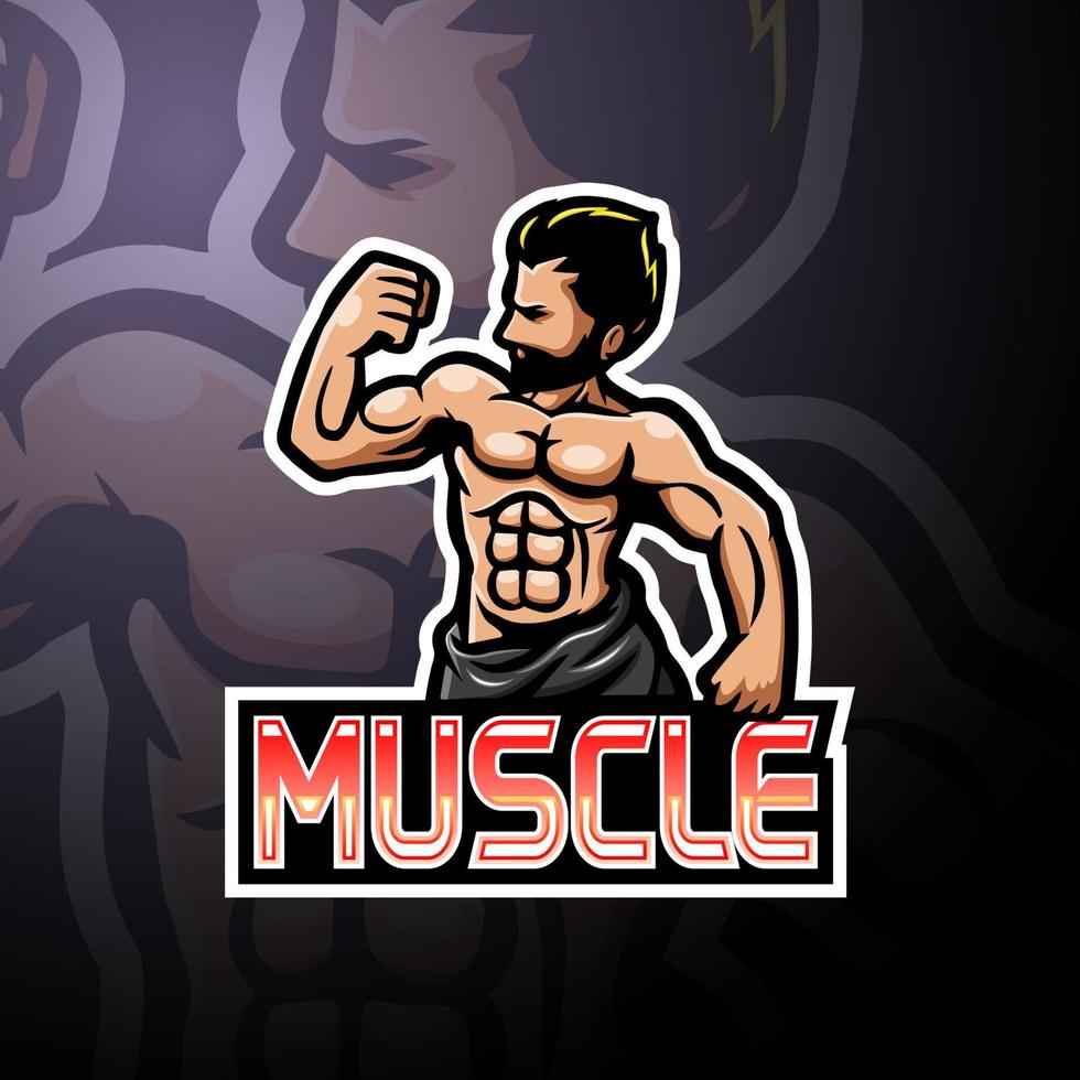 disegno della mascotte del logo esport muscolare vettore