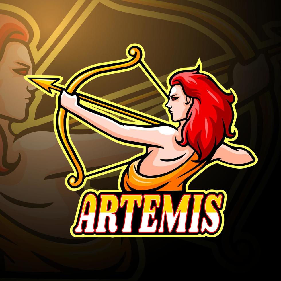 design della mascotte del logo esport artemis vettore