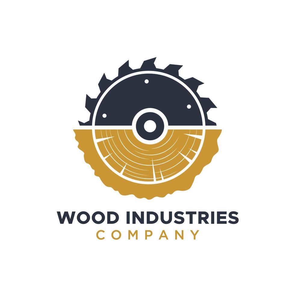 logo aziendale delle industrie del legno con il concetto di seghe e falegnameria e stile classico e moderno vettore