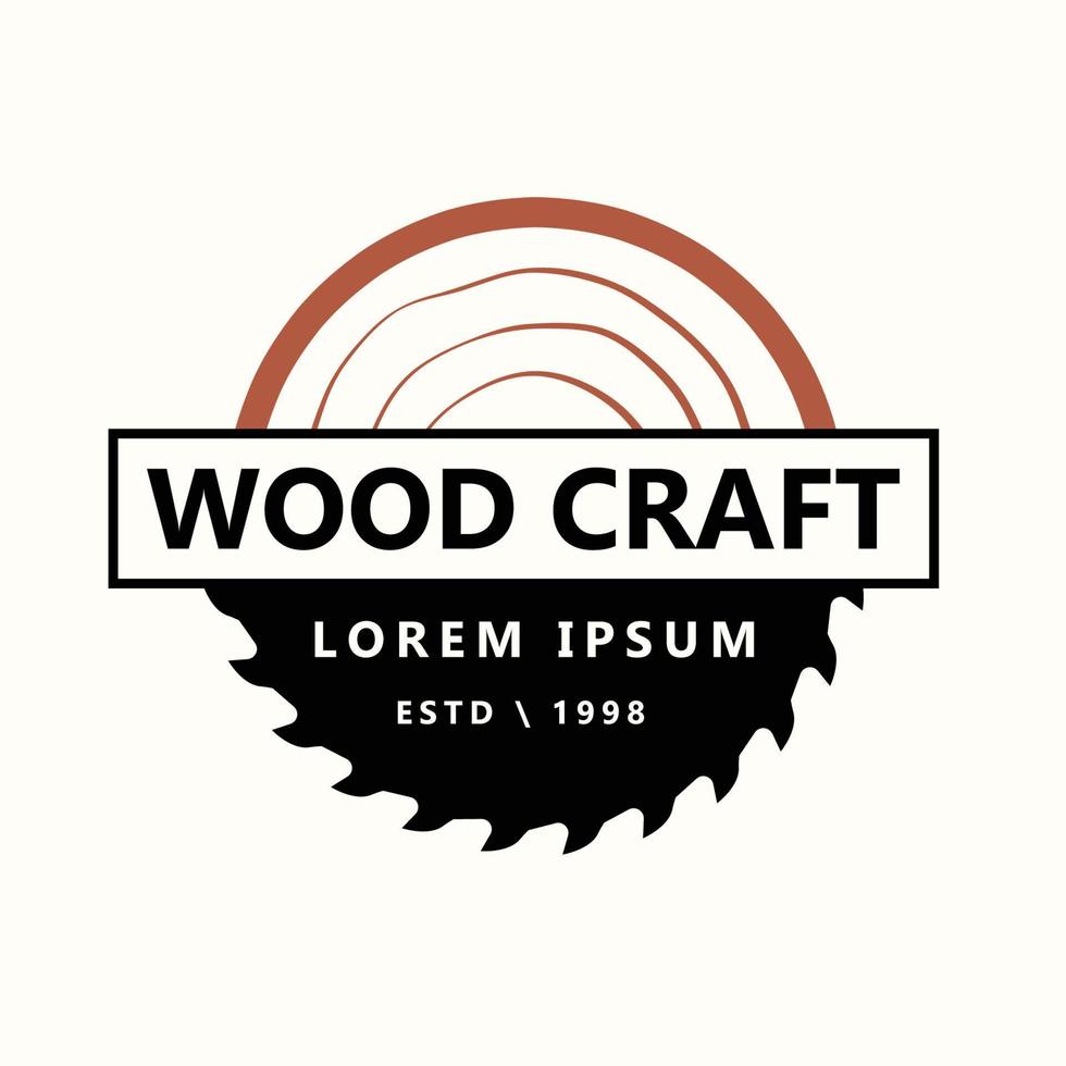 logo aziendale delle industrie del legno con il concetto di seghe e falegnameria e stile classico e moderno vettore