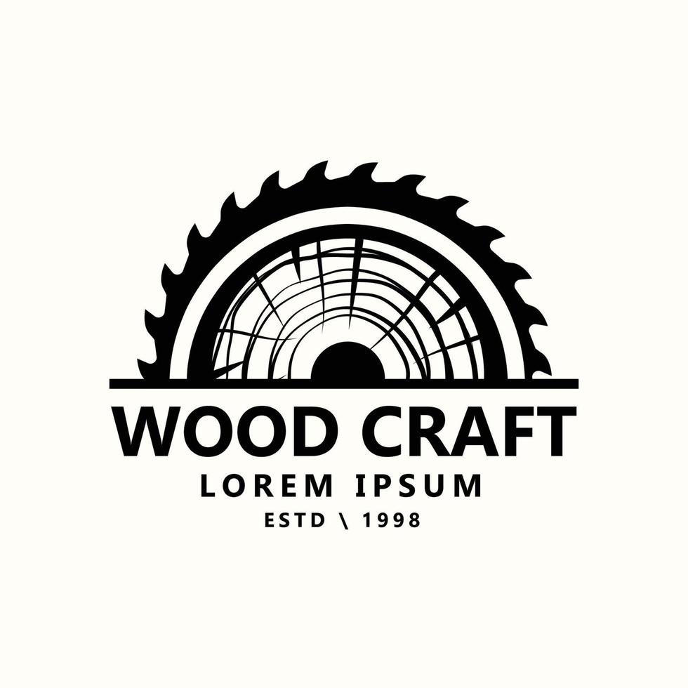 logo aziendale delle industrie del legno con il concetto di seghe e falegnameria e stile classico e moderno vettore