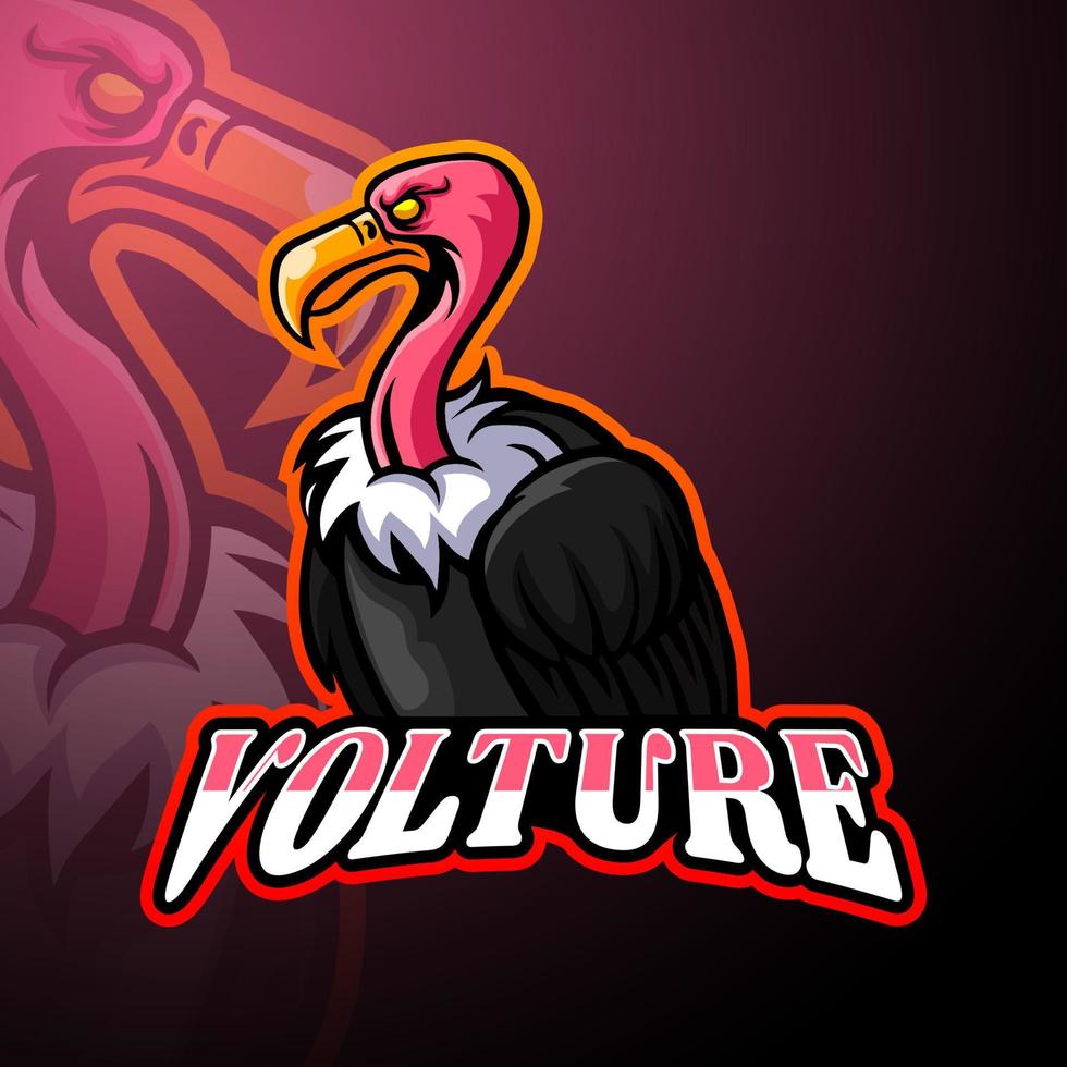 design della mascotte del logo di esport dell'avvoltoio vettore