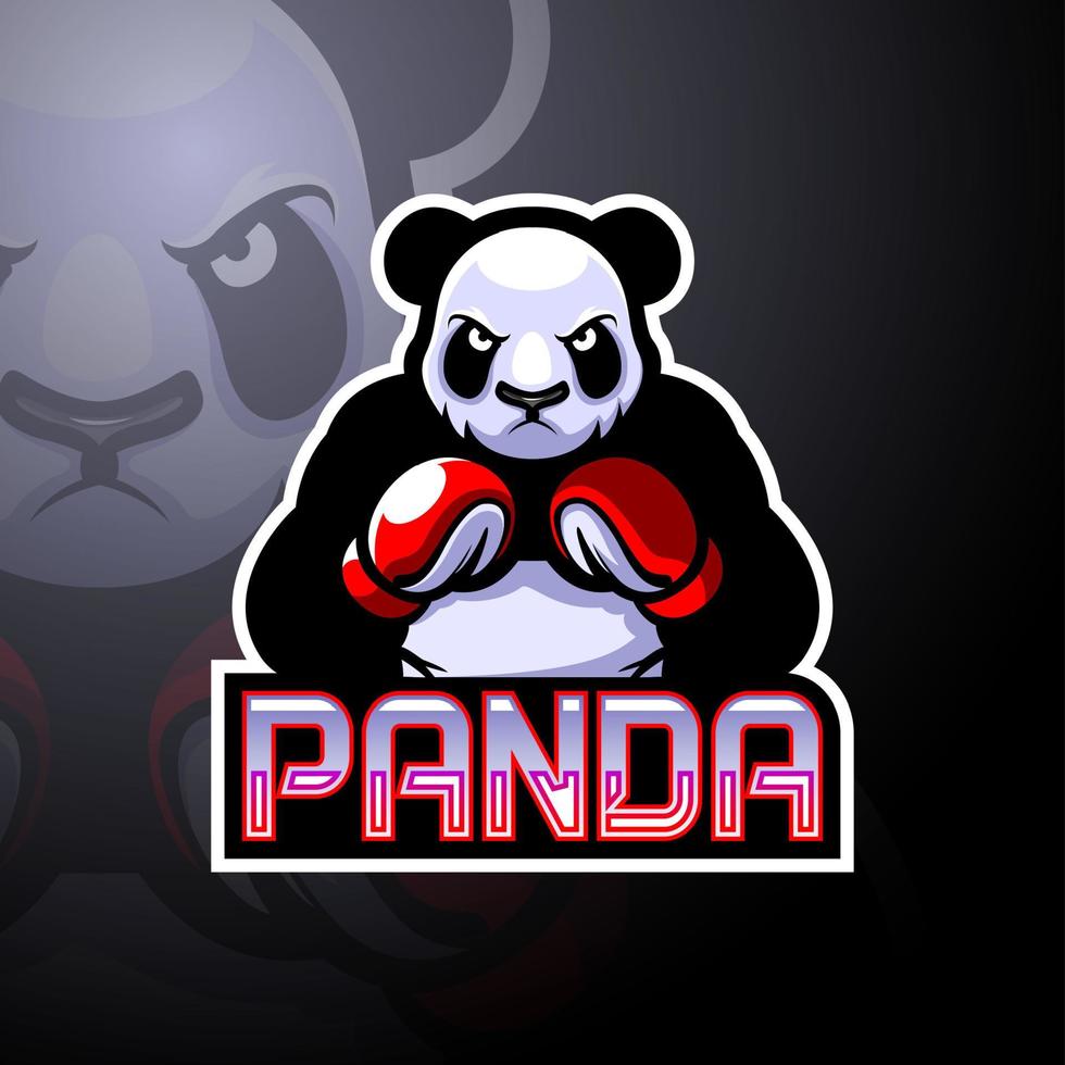 design della mascotte del logo esport di pugilato panda vettore