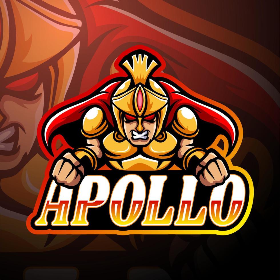 design della mascotte del logo esport di apollo vettore